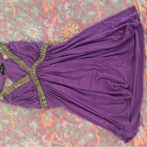 Purple and gold sequin going out top